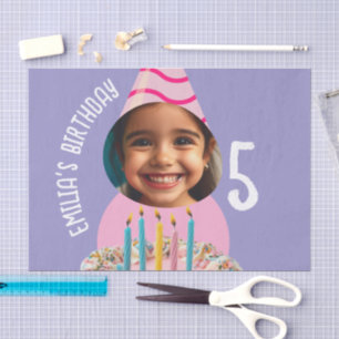 Custom Photo Birthday Any Age Party Hat Cake Tissue Paper