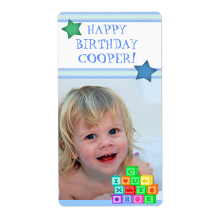 Custom Photo Birthday Boy Gift Label