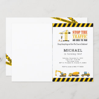 Custom Photo Birthday Construction Dump Truck Invitation