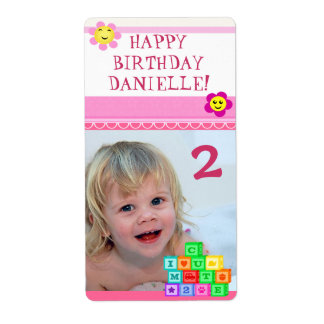 Custom Photo Birthday Girl Gift Label