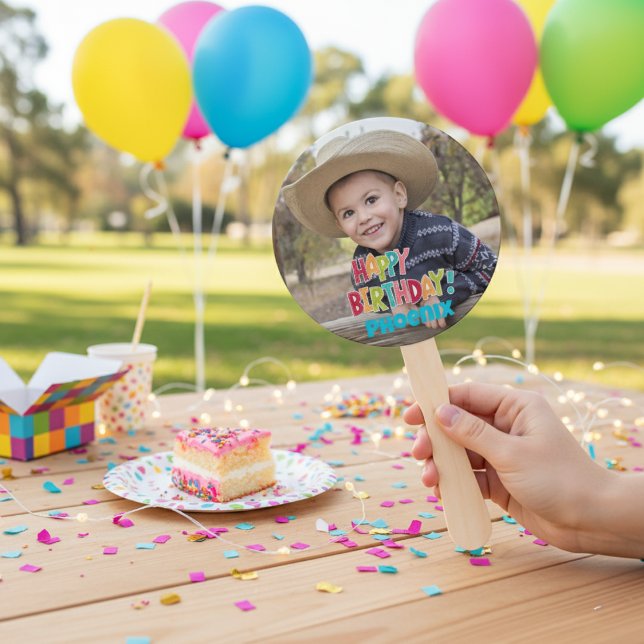 Custom Photo Birthday Hand Fans  (Personalized Photo Happy Birthday Hand Fan)
