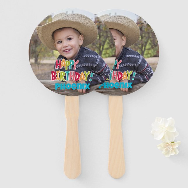 Custom Photo Birthday Hand Fans  (Front and Back)