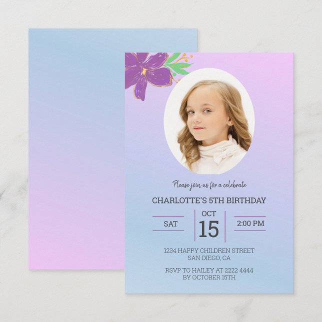 Custom Photo Birthday Invitation (Front/Back)