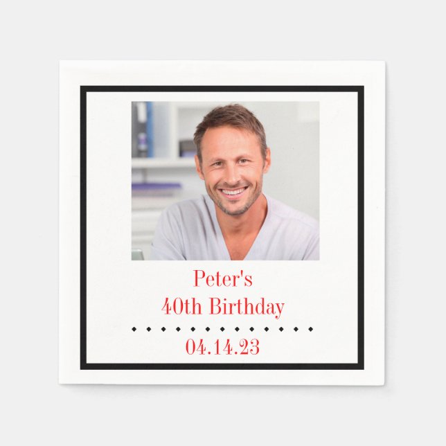 Custom Photo Birthday Paper Napkin (Front)