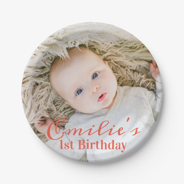 Custom Photo Birthday Party Serving Plate (Front)