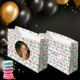 Custom Photo Birthday Pattern Cookies Macarons Large Gift Bag