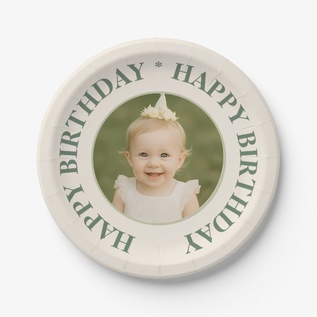 Custom Photo Birthday Sticker -Personal Invitation Paper Plate (Front)
