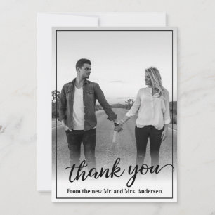 Custom Photo Black Frame Thank You Card