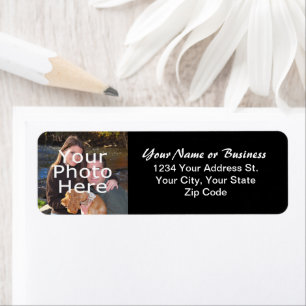 Custom Photo Black Return Address Label