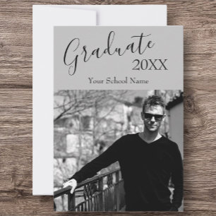 Custom Photo Black & White Graduate Open House  Invitation