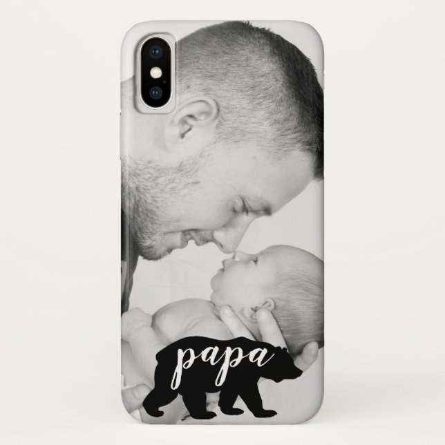 Custom Photo Black & White Papa Bear Case-Mate iPhone Case (Back)