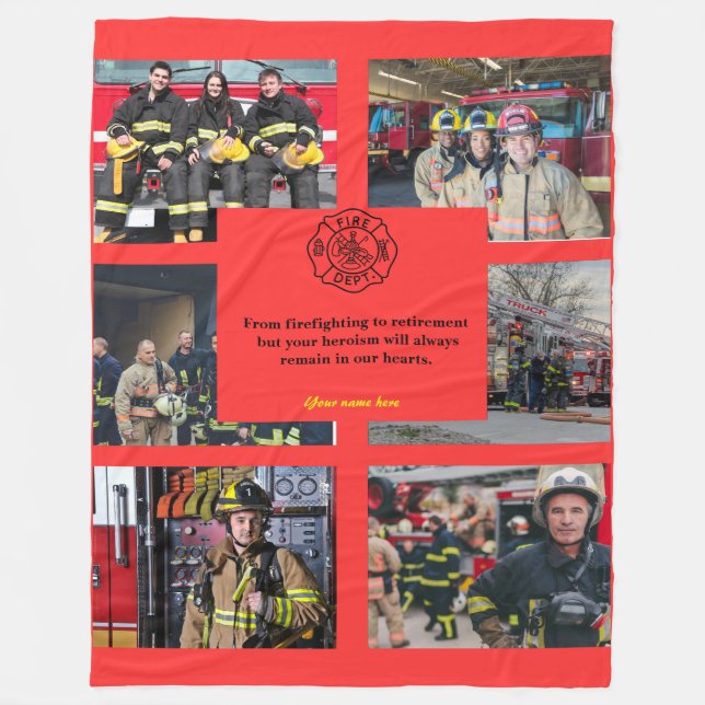 Custom photo blanket Gift for retiring firefighte (Front)