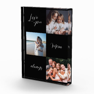 Custom Photo Block, love you mom black