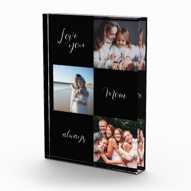 Custom Photo Block, love you mom black Block (Right)