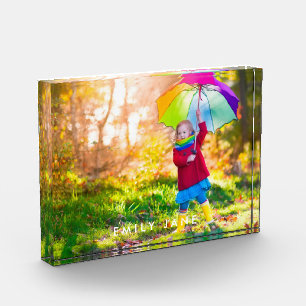 Custom Photo Block White Text Overlay