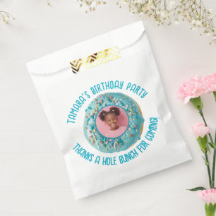 Custom Photo Blue Doughnut Sprinkles Birthday Part Favour Bag