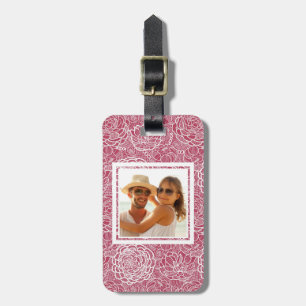 Custom Photo Blue lace flowers pattern background Luggage Tag