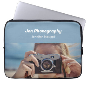 Custom photo blue photographer  laptop sleeve