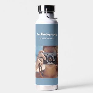 Custom photo blue photographer  water bottle