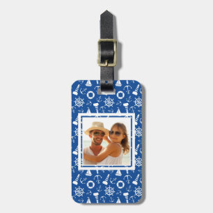 Custom Photo Blue Sea Pattern Luggage Tag