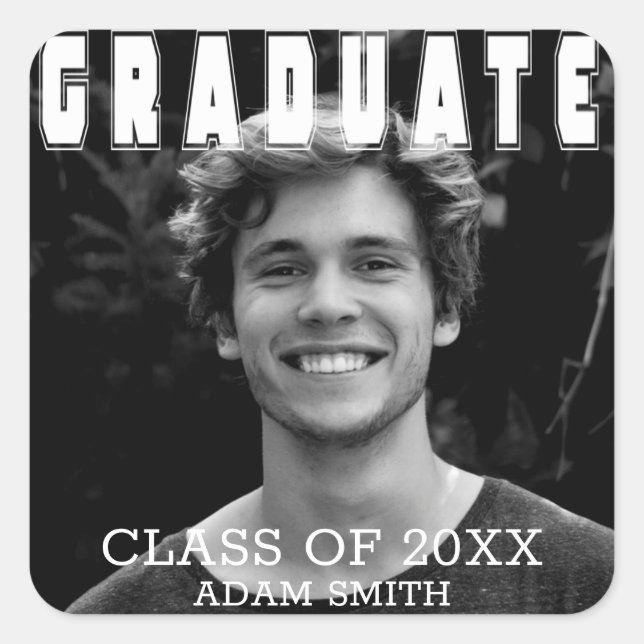 Custom Photo Bold Typography Graduation Sticker (Front)