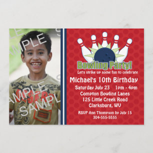 Custom Photo Bowling Birthday Party Invitation