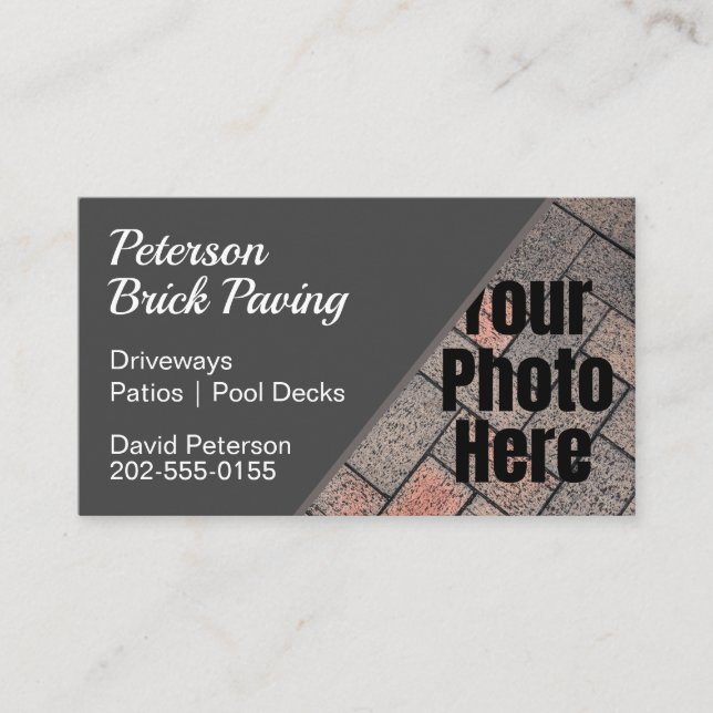 Custom Photo Brick Paving Driveway Construction Business Card (Front)