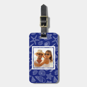 Custom Photo Bright Blue Shell Pattern 2 Luggage Tag