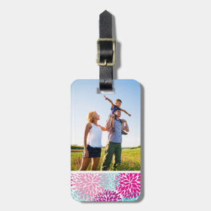 Custom Photo Bright Floral pattern 2 Luggage Tag
