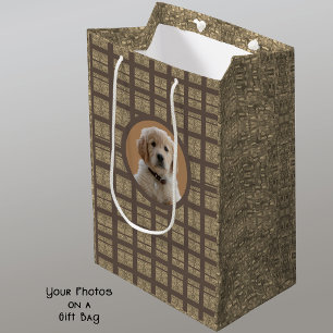 Custom Photo Brown and Tan Dog Lovers Pet Moms Medium Gift Bag