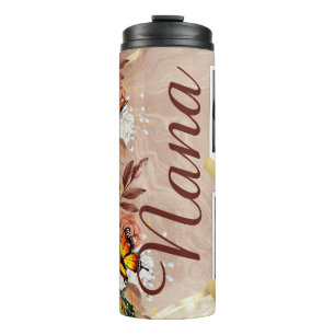 Custom Photo Butterfly Floral Mom Grandma Thermal Tumbler