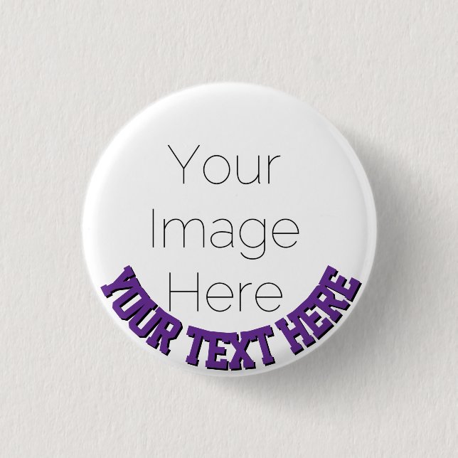Custom Photo Button Pin – Personalized text Badge (Front)