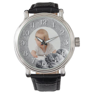 Custom photo/  BW Roses frame Watch