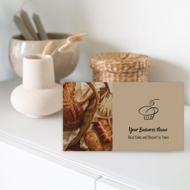 Custom Photo Cake Bakery Shop QR Code Business Card (Custom Photo Cake Bakery Shop QR Code Business Card)