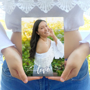 Custom Photo Calligraphy “Love” Hearts Keepsake Block
