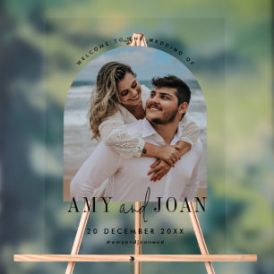 Custom Photo, Calligraphy Minimal Wedding Welcome Acrylic Sign