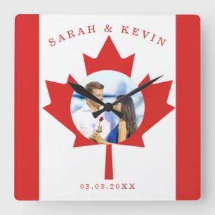 Custom Photo Canadian Flag Square Wall Clock