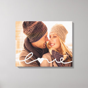 Custom Photo Canvas   Hand Lettered Love Script Print