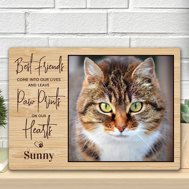 Custom Photo Cat Pet Memorial Personalized Rustic Plaque (Creator Uploaded)