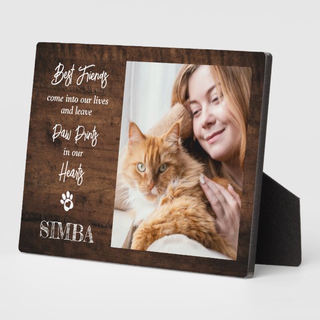 Custom Photo Cat Pet Memorial Plaque (Side)