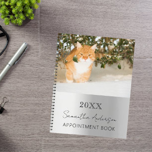 Custom photo cat pet silver 2026 planner