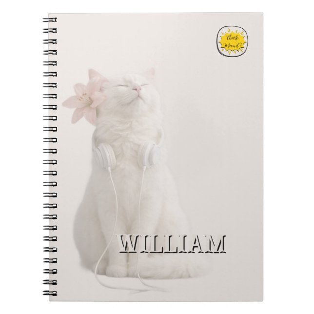 Custom photo cat pet silver notebook (Front)