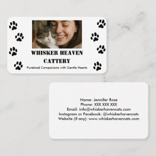 Custom Photo Cattery Business Card 