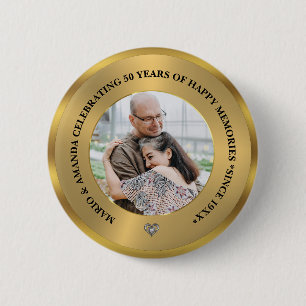 Custom Photo Celebrating 50th Wedding Anniversary 2 Inch Round Button