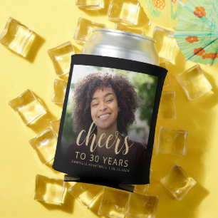 Custom Photo Cheers 30th Birthday Party Can Cooler
