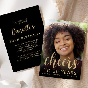 Custom Photo Cheers 30th Birthday Party Invitation