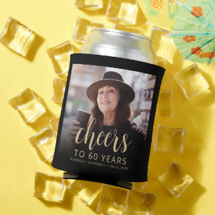 Custom Photo Cheers 60th Birthday Party Can Cooler