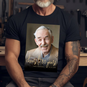 Custom Photo Cheers 80th Birthday Party T-Shirt
