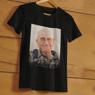 Custom Photo Cheers 90th Birthday Party T-Shirt