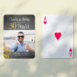 Custom photo Cheers and beers 30th men birthday Playing Cards<br><div class="desc">Informal and funny cheers and beers men thirty birthday custom photo keepsake gift playing cards with a fancy typography script, a yellow doodle beer mug, and swirls on a rustic vintage dark grey chalkboard background. Suitable as a keepsake gift for any age or milestone birthday party or long-distance virtual celebration....</div>